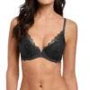 Soutien-gorge Push-up Plunge Wacoal De La Collection Lace Perfection, Coloris Charcoal (=gris Anthracite).  -Sous Vêtement Soldes Magasin Soutien gorge moule armatures Lace perfection Wacoal charcoal WE135003 CHL