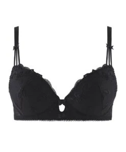 Soutien-gorge Push-up De La Collection Lingerie Au Bal De Flore Coloris Noir De La Marque Aubade. -Sous Vêtement Soldes Magasin Soutien gorge push up Au Bal de Flore Aubade noir OF18 NOIR 101