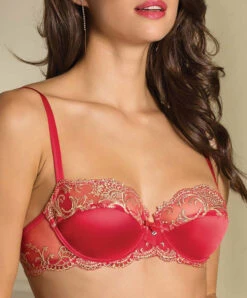 Soutien-gorge Rouge En Soie Type Corbeille Collection Splendeur Soie De La Marque Lise Charmel Coloris Splendeur Santal.