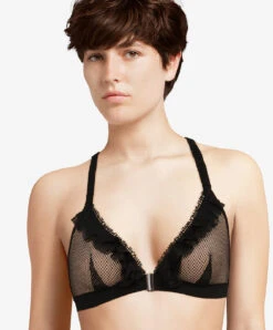 Soutien-gorge Triangle Sans Armature Chantal Thomass De La Collection Lingerie Sexy Abysse, Coloris Noir.