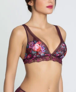 Soutien-gorge Sans Armatures Collection Aveu En Fleurs, Coloris Aveu Pétale (=prune). -Sous Vêtement Soldes Magasin Soutien gorge sans armatures triangle Lise Charmel Aveu en Fleurs aveu petale prune multicolore ACH6543 AP 3