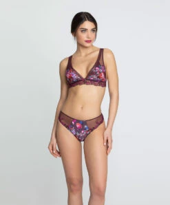 Soutien-gorge Sans Armatures Collection Aveu En Fleurs, Coloris Aveu Pétale (=prune). -Sous Vêtement Soldes Magasin Soutien gorge sans armatures triangle Lise Charmel Aveu en Fleurs aveu petale prune multicolore ACH6543 AP 4