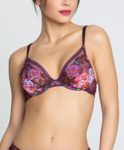 Soutien-gorge Triangle à Armatures Collection Aveu En Fleurs, Coloris Aveu Pétale (=prune).