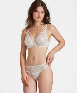 Soutien-gorge Triangle Armatures De La Collection De Lingerie Capsule Encre De Chine Créée Par Hong Wai Et Aubade, Coloris Éternel (=ivoire). -Sous Vêtement Soldes Magasin Soutien gorge triangle avec armatures Encre de Chine eternel Aubade nacre QF12 6 ETER 3