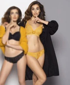 String Collection Onde Graphic Coloris Miel Blond De La Marque De Lingerie Antigel Par Lise Charmel. 7 String Collection Onde Graphic Coloris Miel Blond De La Marque De Lingerie Antigel Par Lise Charmel. -Sous Vêtement Soldes Magasin String Antigel de Lise Charmel Onde graphic miel blond jaune moutarde ECG0067 MB 2