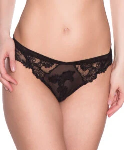 String Collection De Lingerie Permanente Dressing Floral De Chez Lise Charmel, Coloris Noir.  -Sous Vêtement Soldes Magasin String Lise Charmel Dressing Floral noir ACC0088 NO 501