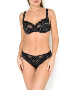 Tanga Sexy Collection Pois Glamour Par Antinéa De Lise Charmel. -Sous Vêtement Soldes Magasin Tanga Antinea de Lise Charmel Pois Glamour noir camel CCC0036 NC ensemble