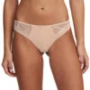 Tanga De La Marque De Lingerie Chantelle, Collection True Lace, Coloris Beige Doré. -Sous Vêtement Soldes Magasin Tanga Chantelle true lace beige dore chair C11M90 01N 1