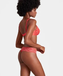 Tanga Collection Lingerie Corail Sweetessence Coloris Grenadine De Chez Aubade Paris. -Sous Vêtement Soldes Magasin Tanga sweetessence grenadine Aubade corail IK26 GRND 4