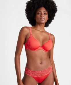 Tanga Collection Lingerie Corail Sweetessence Coloris Grenadine De Chez Aubade Paris. -Sous Vêtement Soldes Magasin Tanga sweetessence grenadine Aubade corail IK26 GRND 6