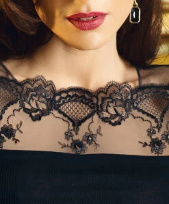 Top Manches Longues Laine Et Soie Ligne Sublime En Dentelle De La Marque De Lingerie Française Lise Charmel.  -Sous Vêtement Soldes Magasin Top bien etre laine et soie Lise Charmel Sublime en dentelle noir ANH2113 NO 3