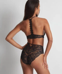 Culotte Haute Aubade De La Collection Lingerie Flowermania. -Sous Vêtement Soldes Magasin culotte haute flowermania Aubade noir LA24 NOIR 1