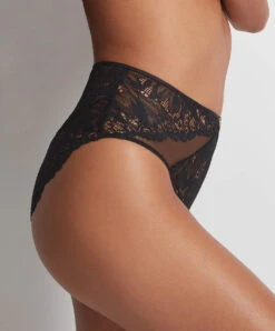 Culotte Haute Aubade De La Collection Lingerie Flowermania. -Sous Vêtement Soldes Magasin culotte haute flowermania Aubade noir LA24 NOIR 3