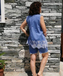 Pyjama Short Canat Chambray25 De La Collection Lingerie De Nuit. -Sous Vêtement Soldes Magasin pyjama femme Canat chambray25 bleu 1