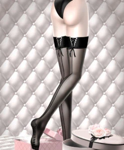 Bas-up "Jarretière Lacée" Chantal Thomass Base Fine 18D Avec Un Entrelacs De Laçets Au Dos Pour Une Silhouette Ultra-sexy. -Sous Vêtement Soldes Magasin t062 bas up couture jarretiere lacee noir ligne bas et collants chantal thomass.jpg